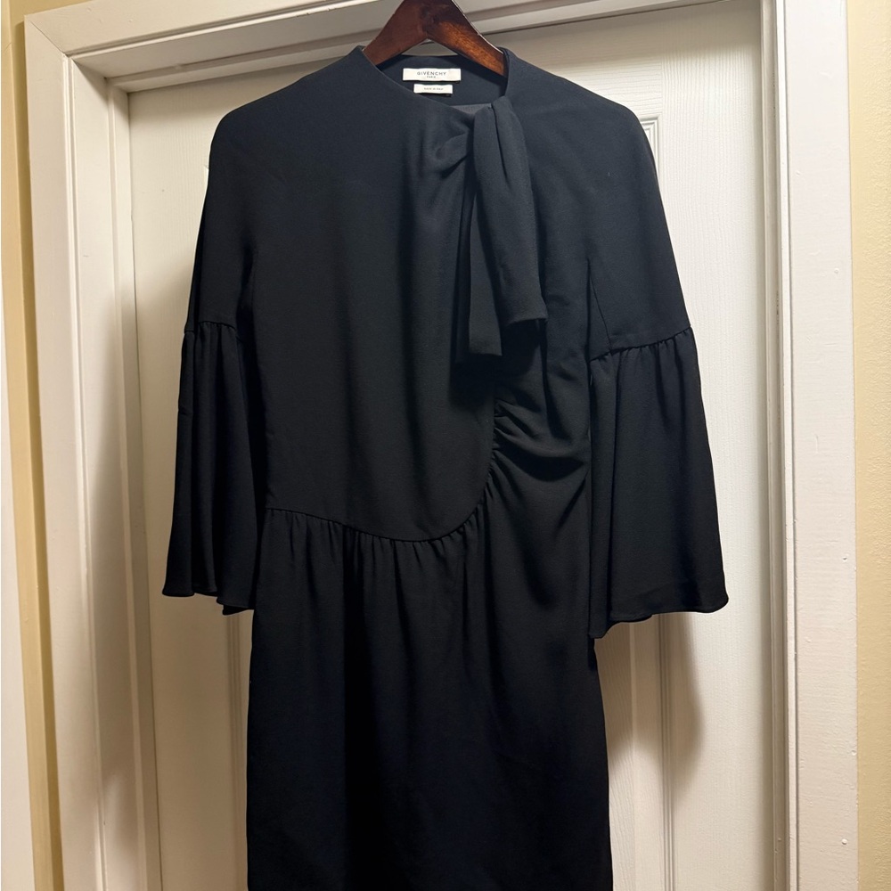 Givenchy Black Long Sleeve Dress with Side Bow